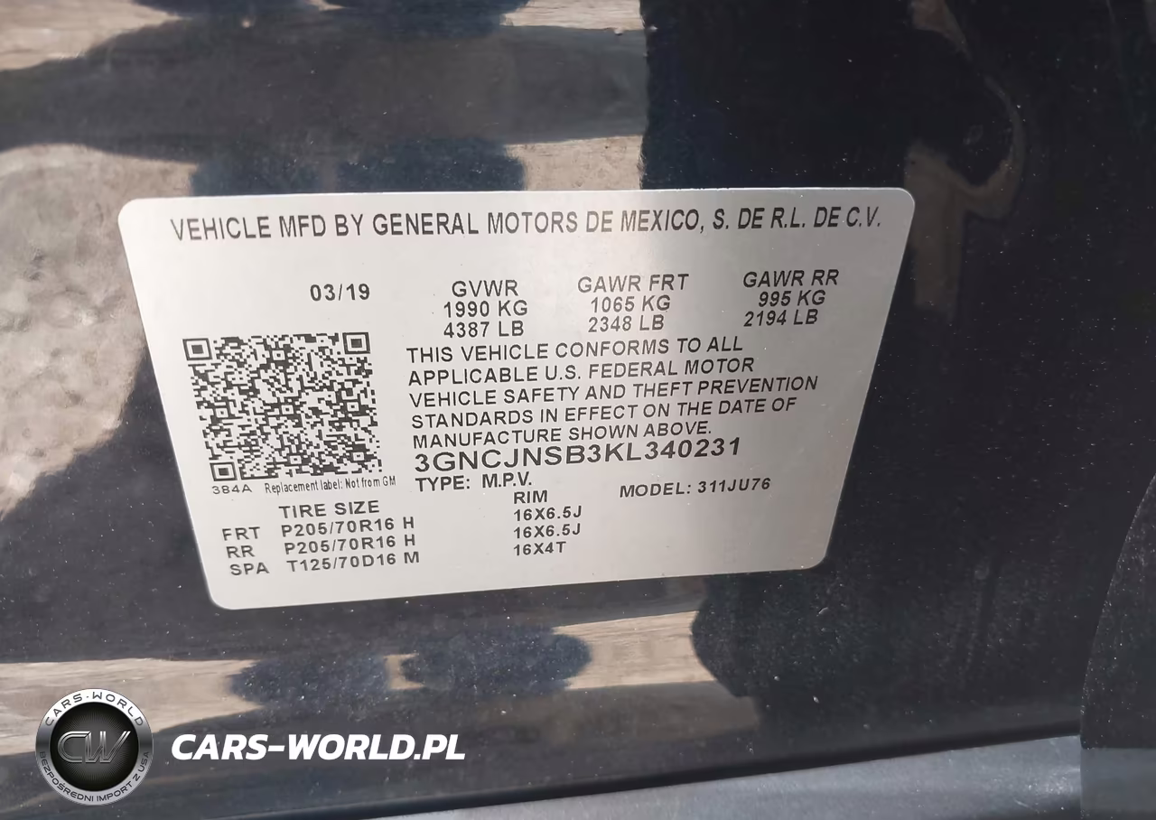 2019 Chevrolet Trax Ls VIN:3GNCJNSB3KL340231 - 9