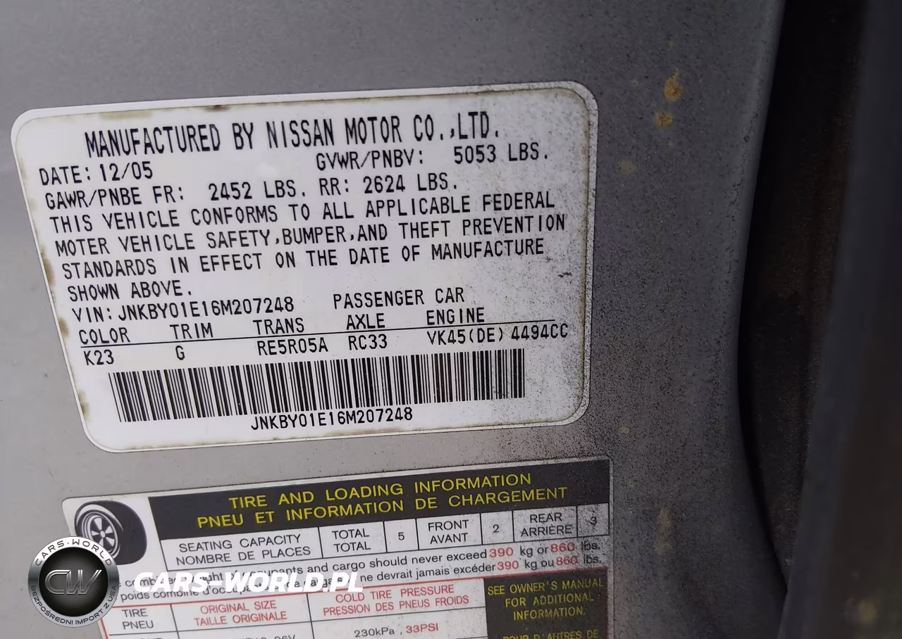2006 Infiniti M45 VIN:JNKBY01E16M207248 - 9