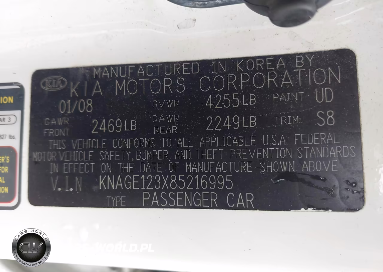 2008 Kia Optima Lx VIN:KNAGE123X85216995 - 9