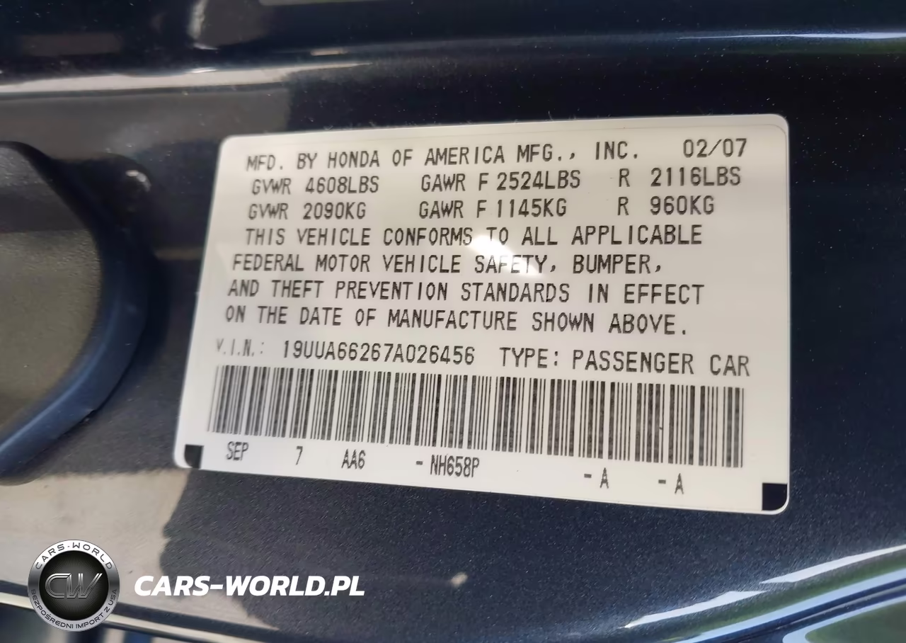 2007 Acura Tl 3.2 VIN:19UUA66267A026456 - 9