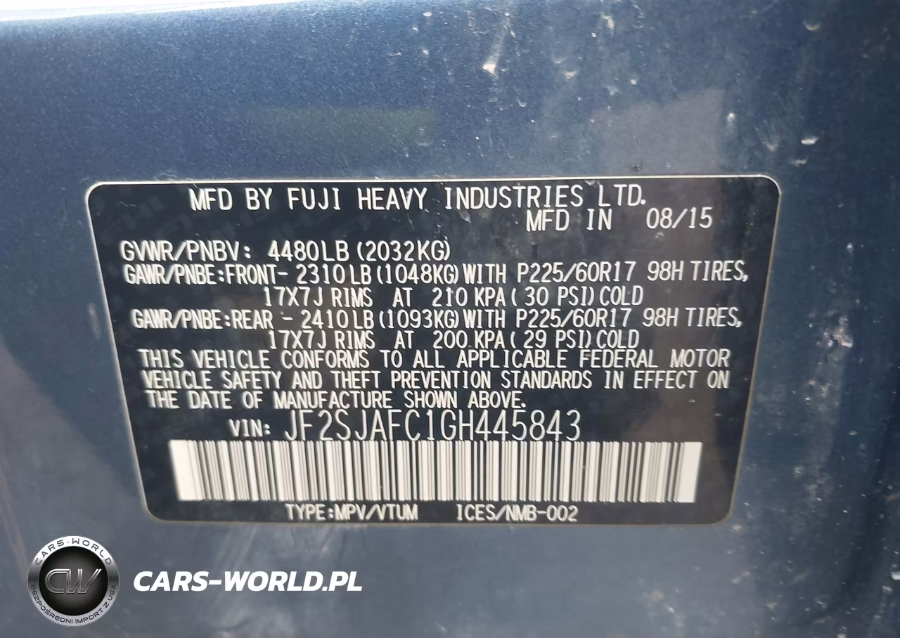 2016 Subaru Forester 2.5I Premium VIN:JF2SJAFC1GH445843 - 9