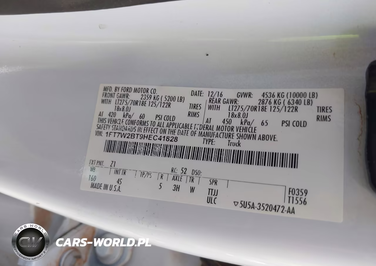 2017 Ford F-250 Xl VIN:1FT7W2BT9HEC41828 - 9