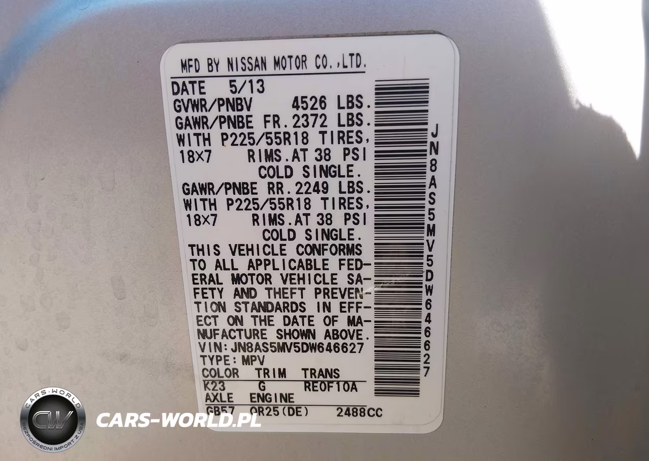 2013 Nissan Rogue Sv W-Sl Pkg VIN:JN8AS5MV5DW646627 - 9