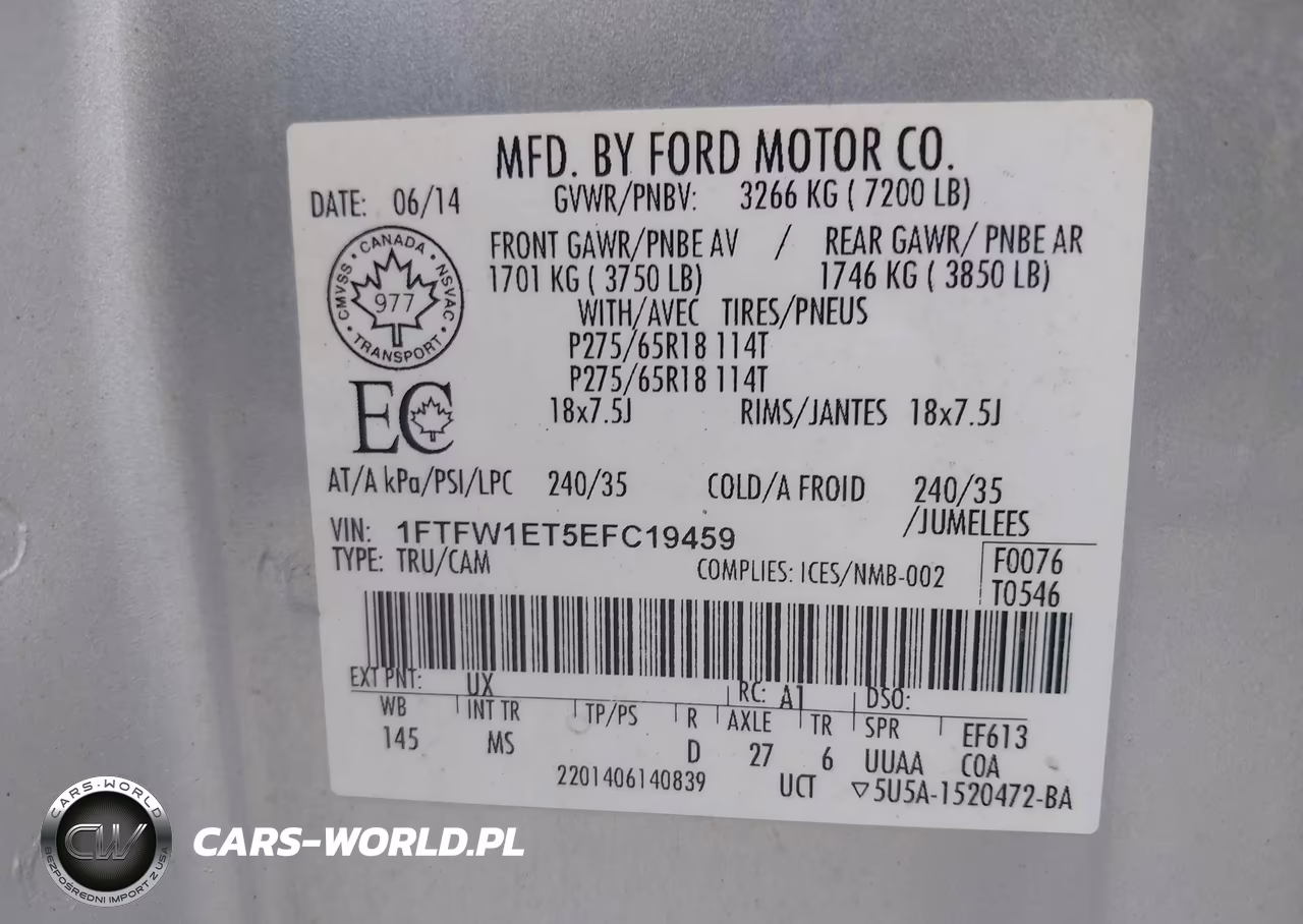 2014 Ford F-150 Xlt VIN:1FTFW1ET5EFC19459 - 9