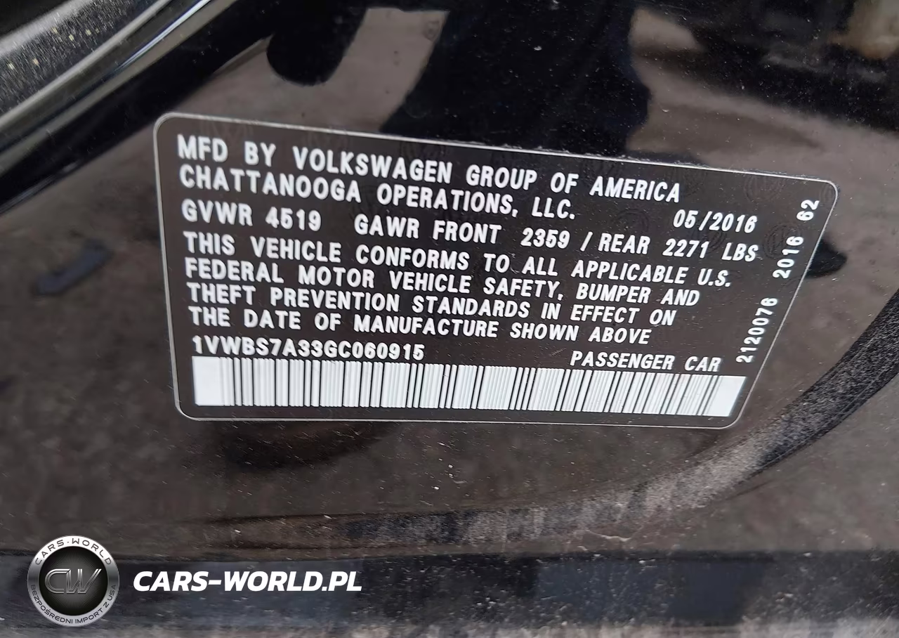 2016 Volkswagen Passat 1.8T Se VIN:1VWBS7A33GC060915 - 9