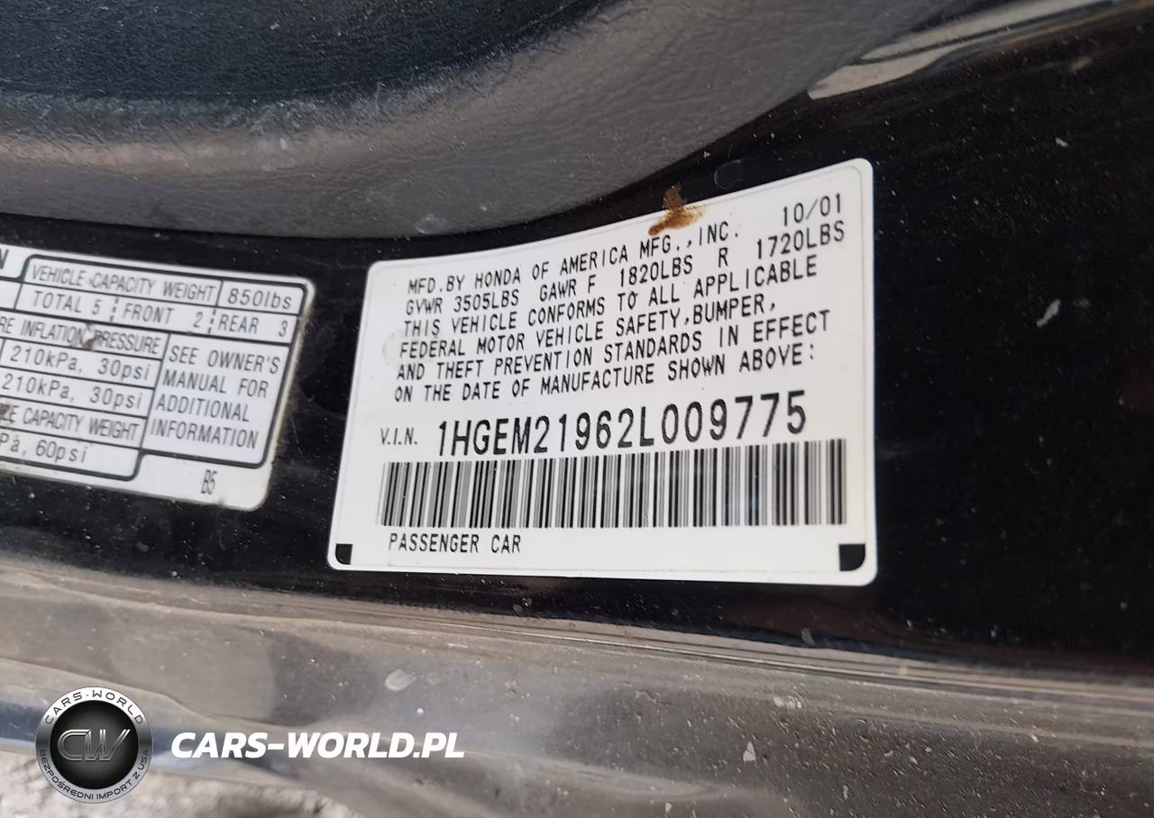 2002 Honda Civic Ex VIN:1HGEM21962L009775 - 9