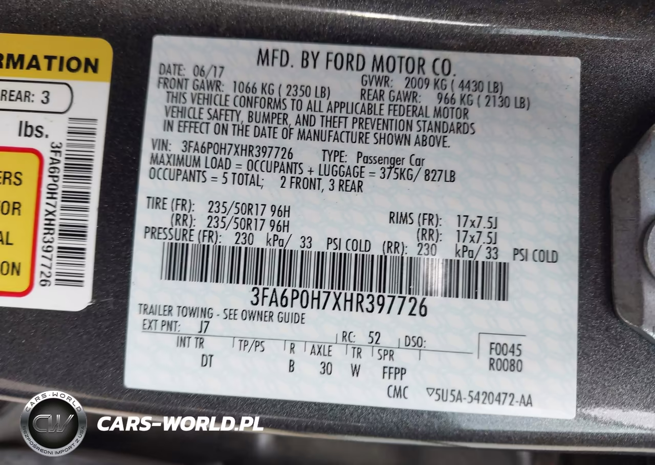 2017 Ford Fusion Se VIN:3FA6P0H7XHR397726 - 8