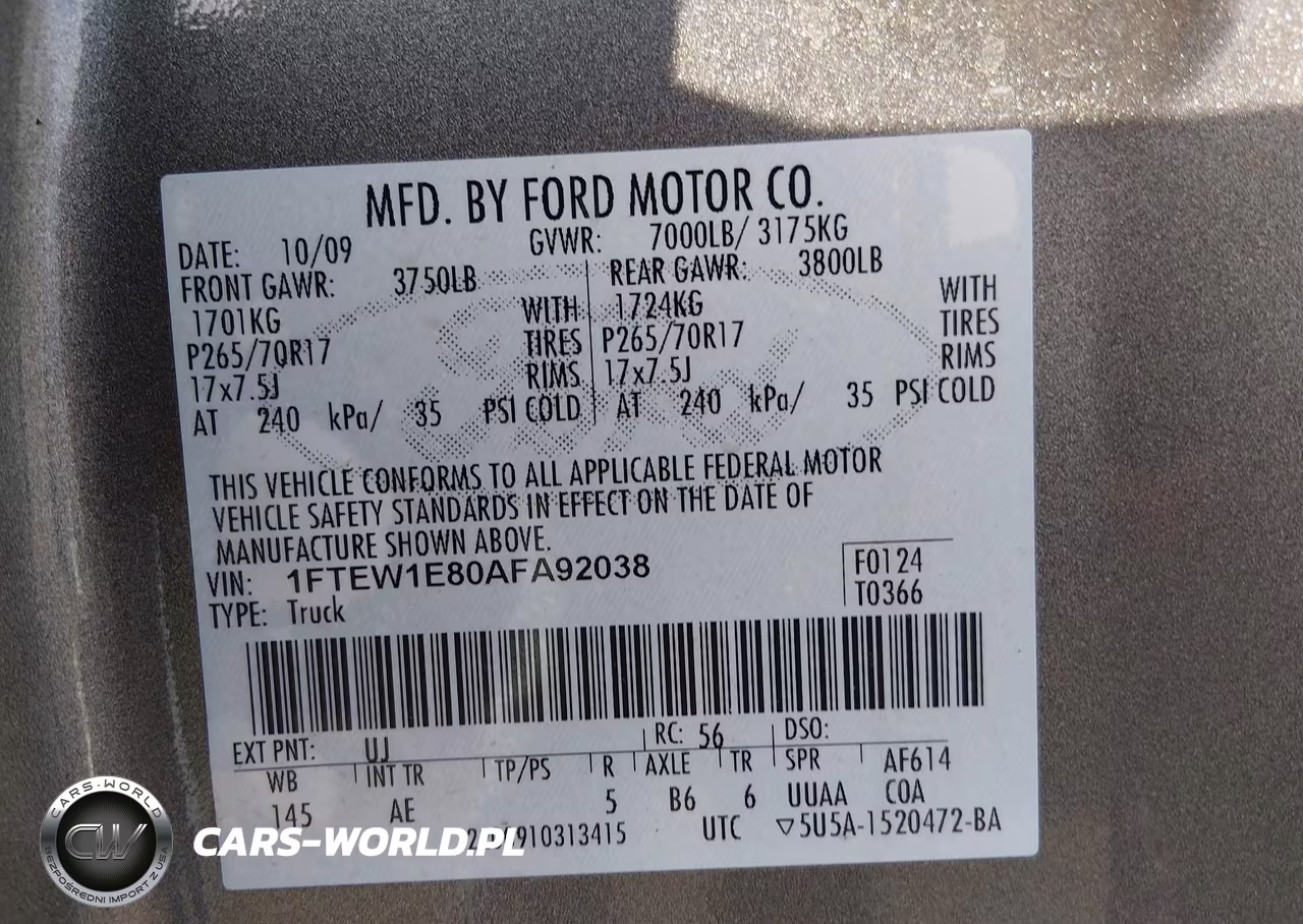 2010 Ford F-150 Xl-Xlt VIN:1FTEW1E80AFA92038 - 9