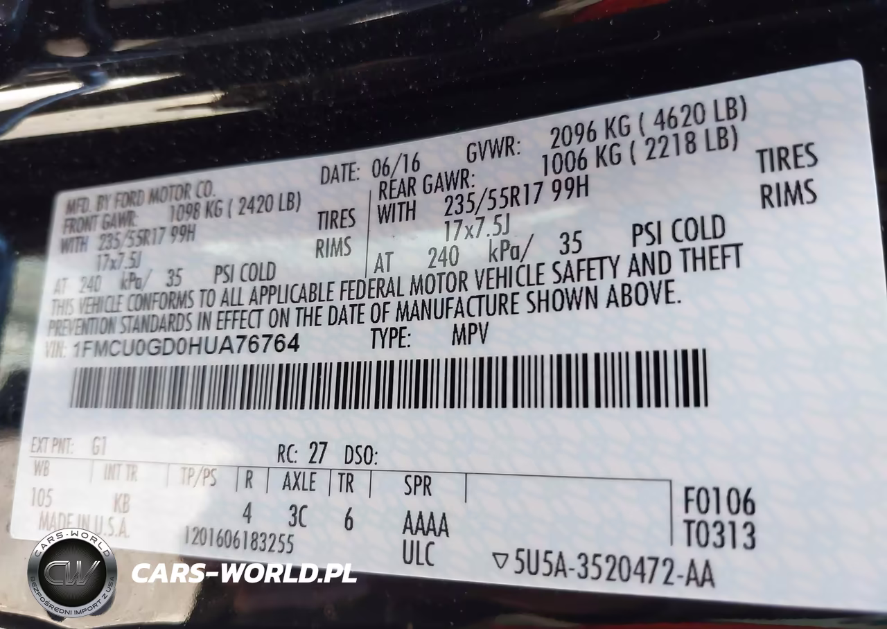 2017 Ford Escape Se VIN:1FMCU0GD0HUA76764 - 9