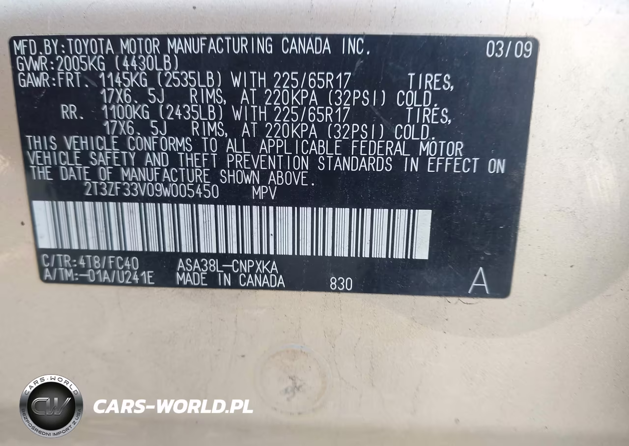 2009 Toyota Rav4 VIN:2T3ZF33V09W005450 - 9