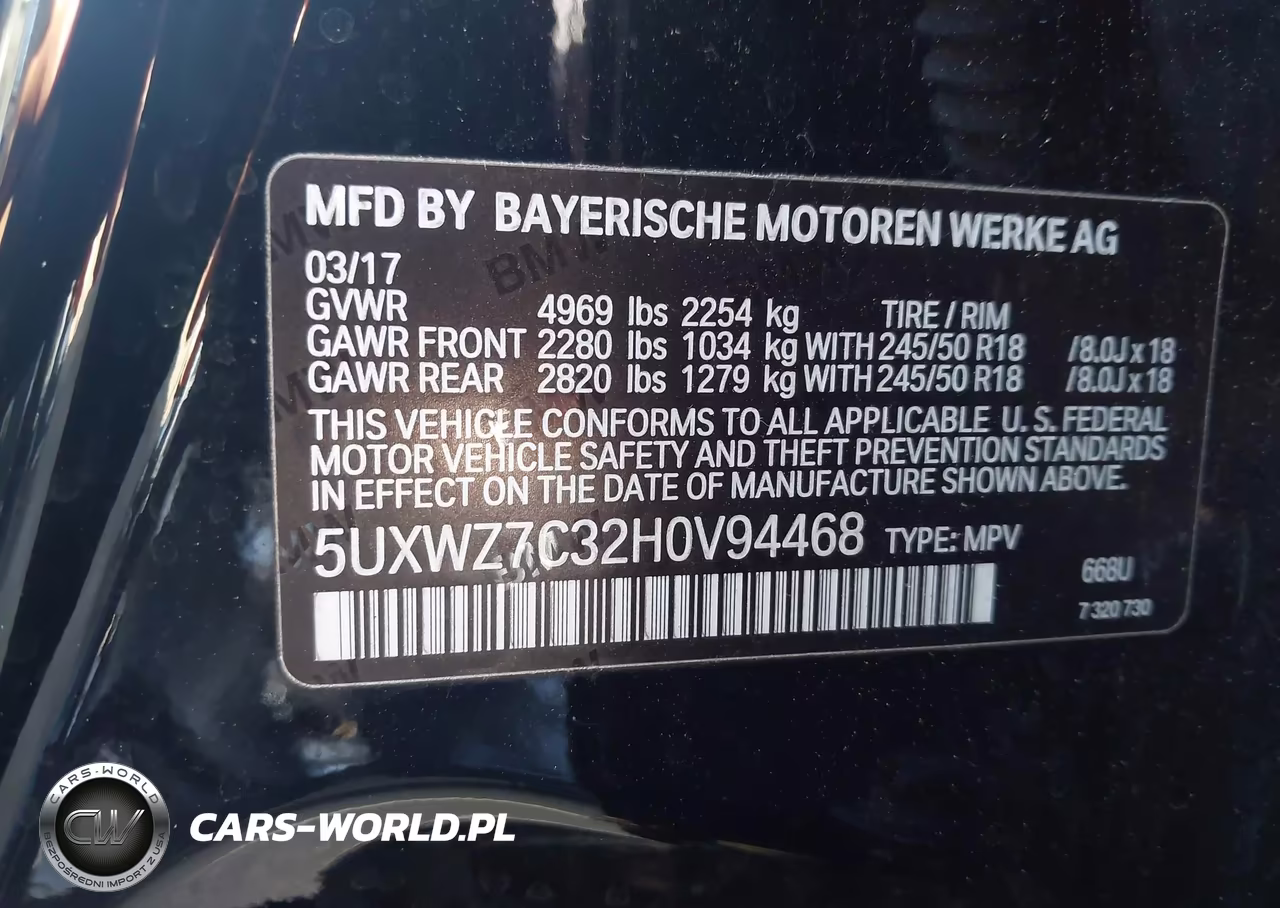 2017 BMW X3 Sdrive28I VIN:5UXWZ7C32H0V94468 - 9