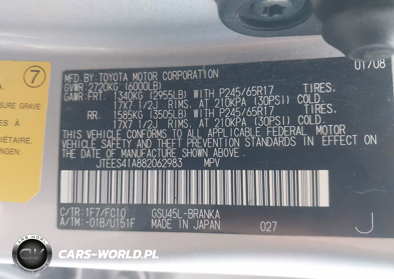 2008 Toyota Highlander VIN:JTEES41A882062983 - 9