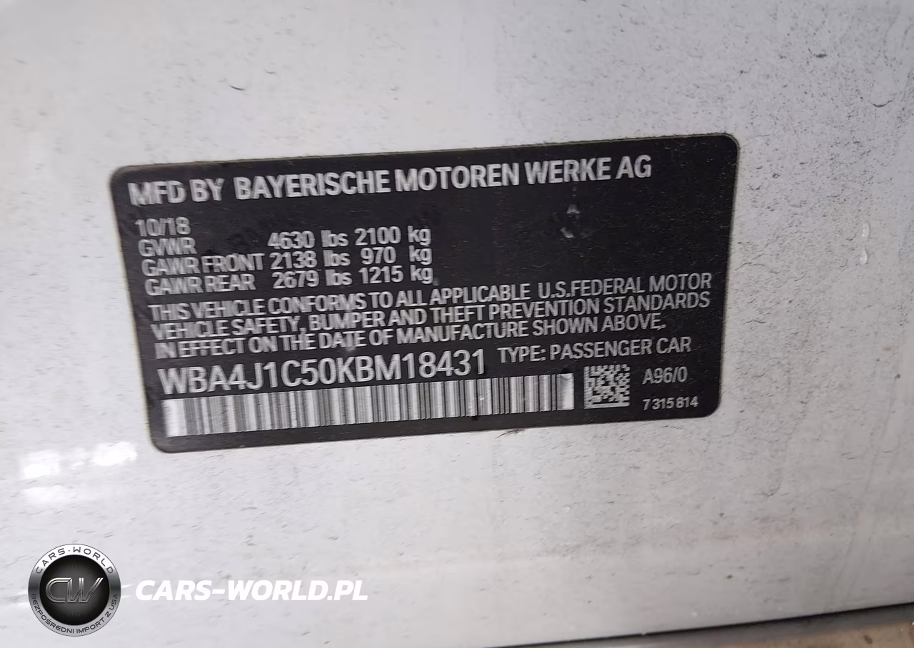 2019 BMW 430I Gran Coupe VIN:WBA4J1C50KBM18431 - 9