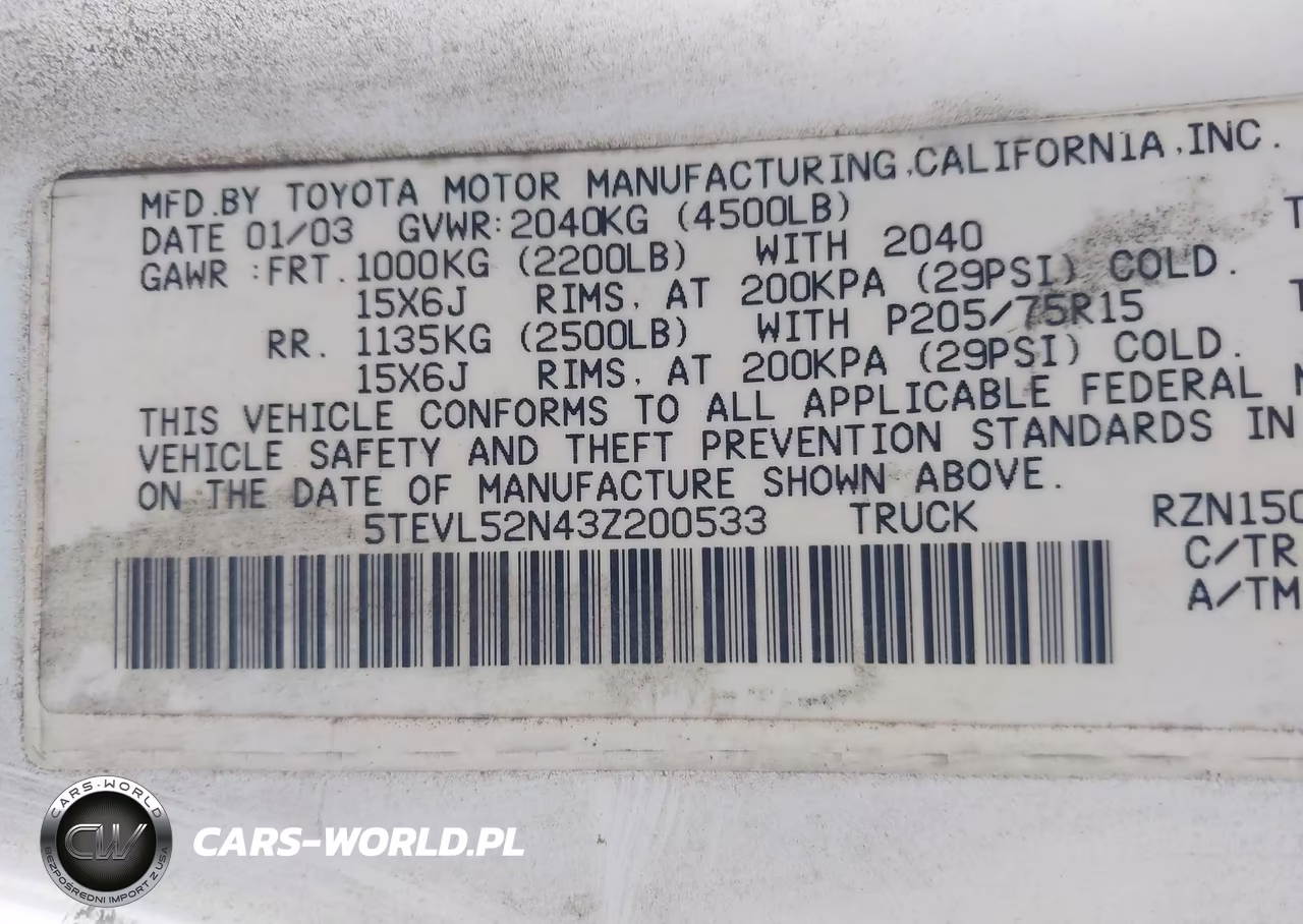 2003 Toyota Tacoma VIN:5TEVL52N43Z200533 - 9