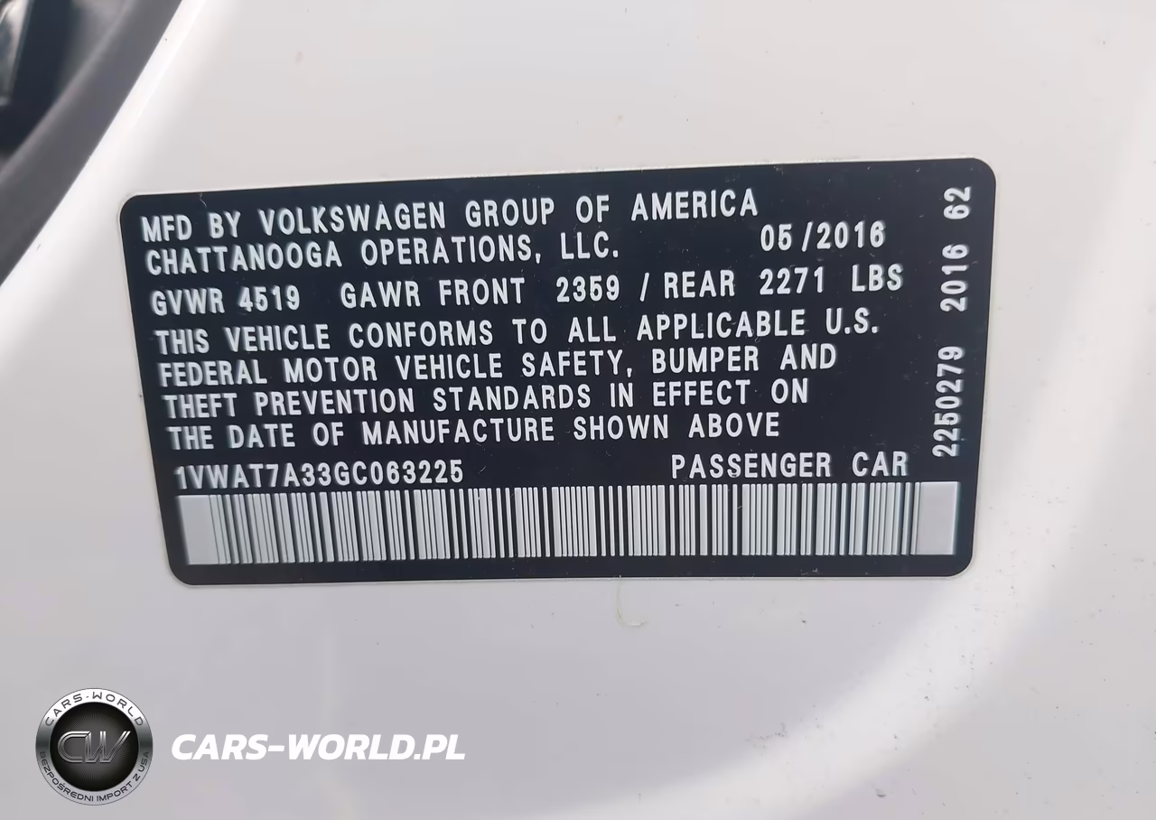 2016 Volkswagen Passat 1.8T R-Line VIN:1VWAT7A33GC063225 - 9