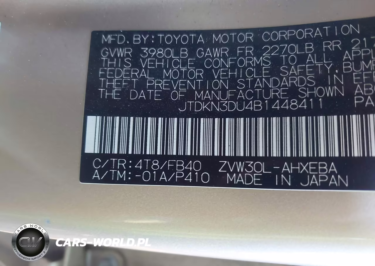 2011 Toyota Prius Two VIN:JTDKN3DU4B1448411 - 9