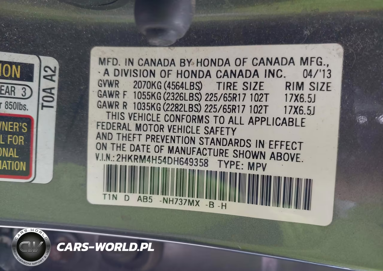 2013 Honda Cr-V Ex VIN:2HKRM4H54DH649358 - 9