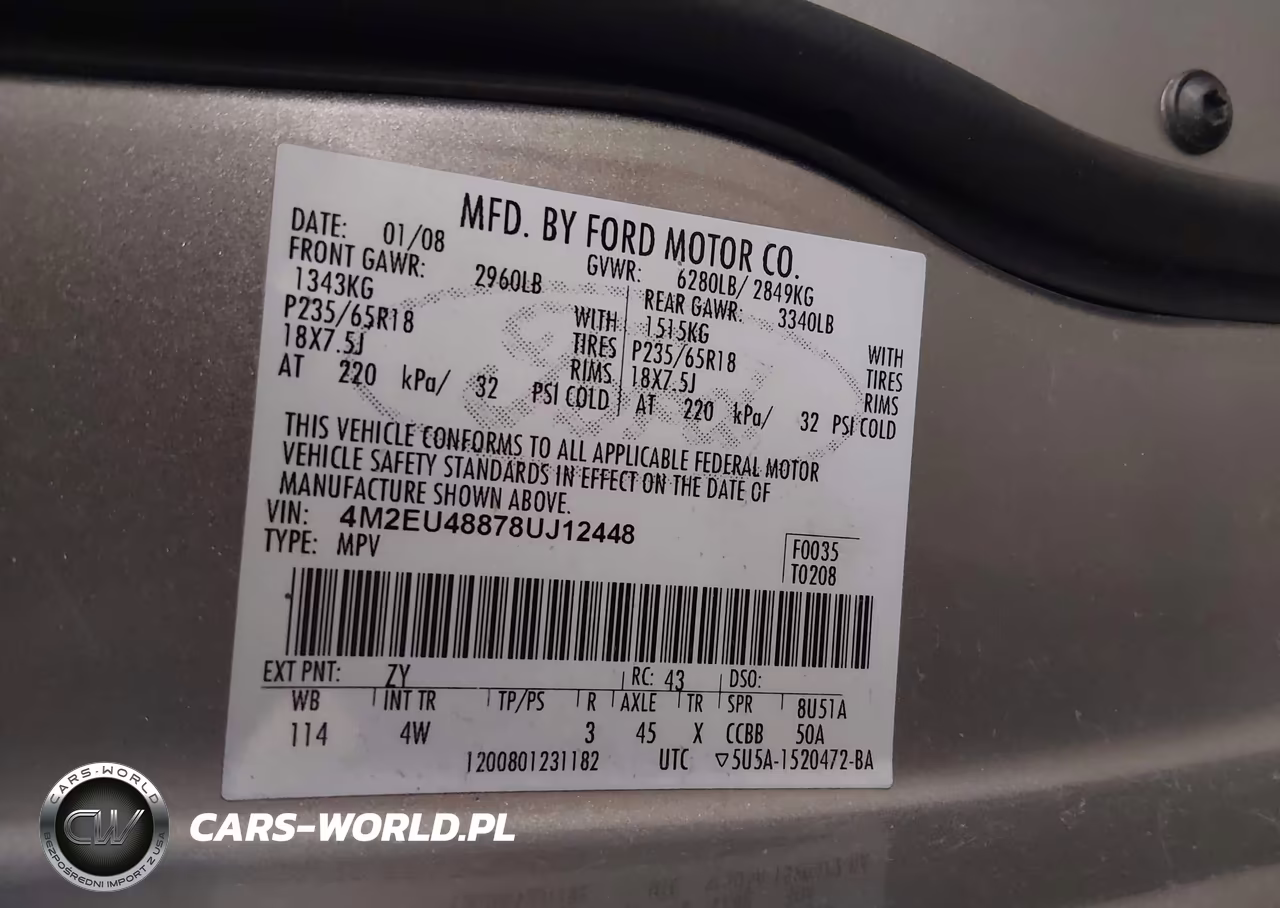 2008 Mercury Mountaineer Premier VIN:4M2EU48878UJ12448 - 9