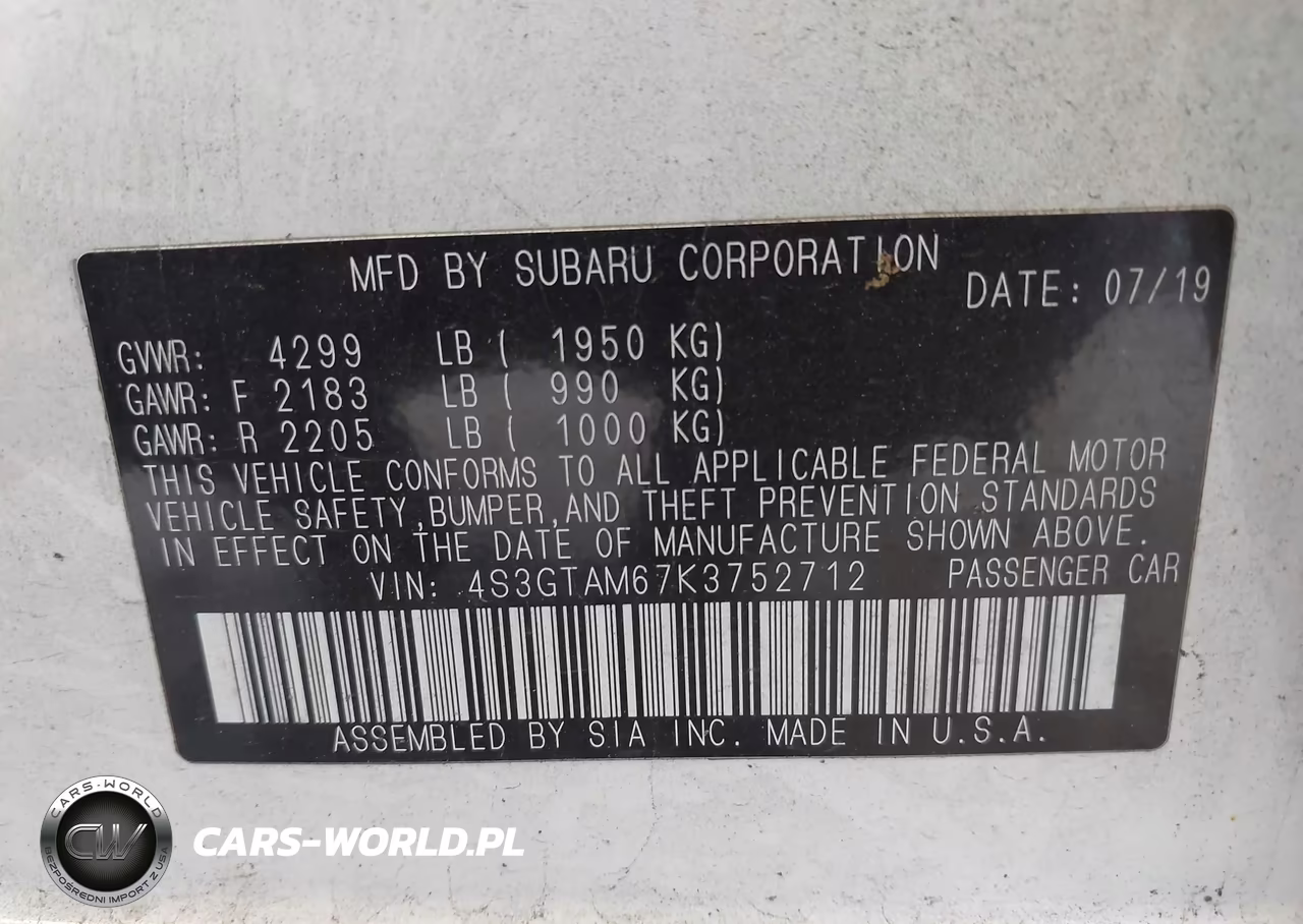 2019 Subaru Impreza 2.0I Sport VIN:4S3GTAM67K3752712 - 9