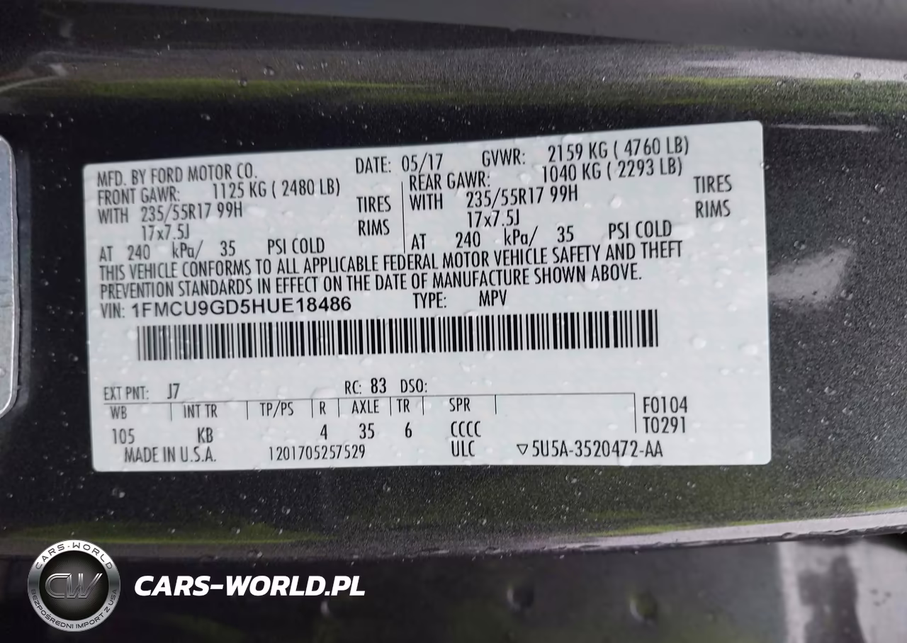 2017 Ford Escape Se VIN:1FMCU9GD5HUE18486 - 9
