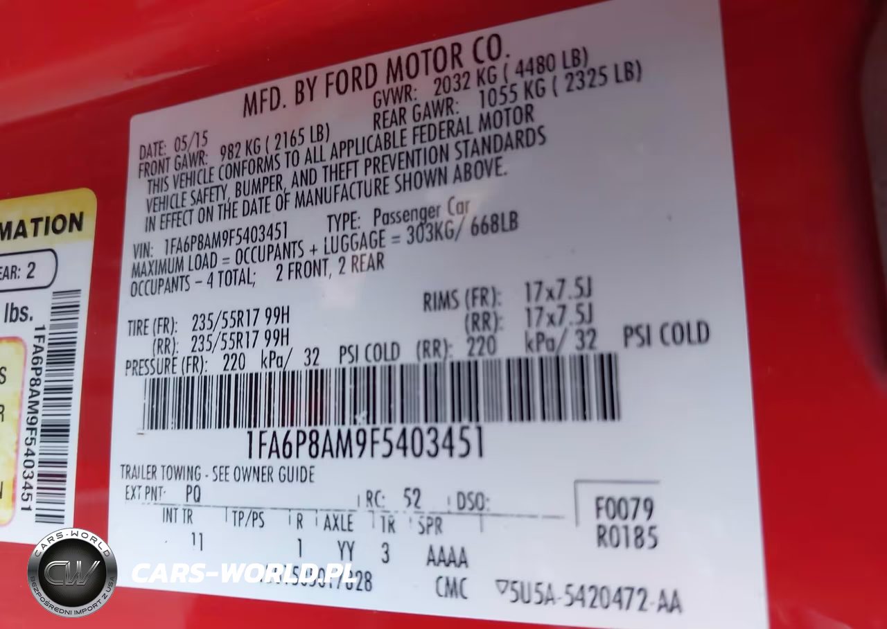 2015 Ford Mustang V6 VIN:1FA6P8AM9F5403451 - 9