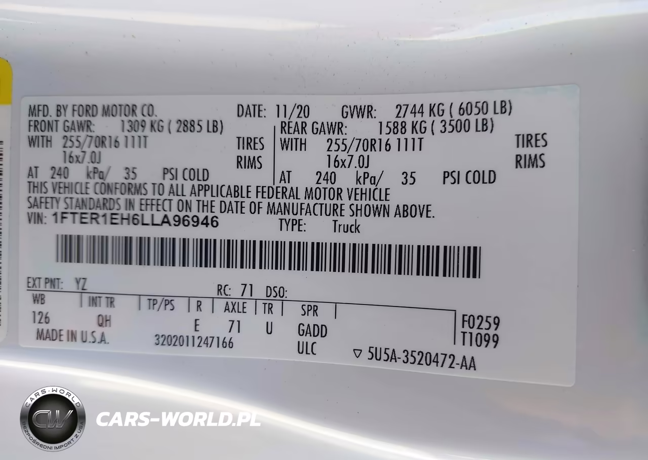 2020 Ford Ranger Xl VIN:1FTER1EH6LLA96946 - 9