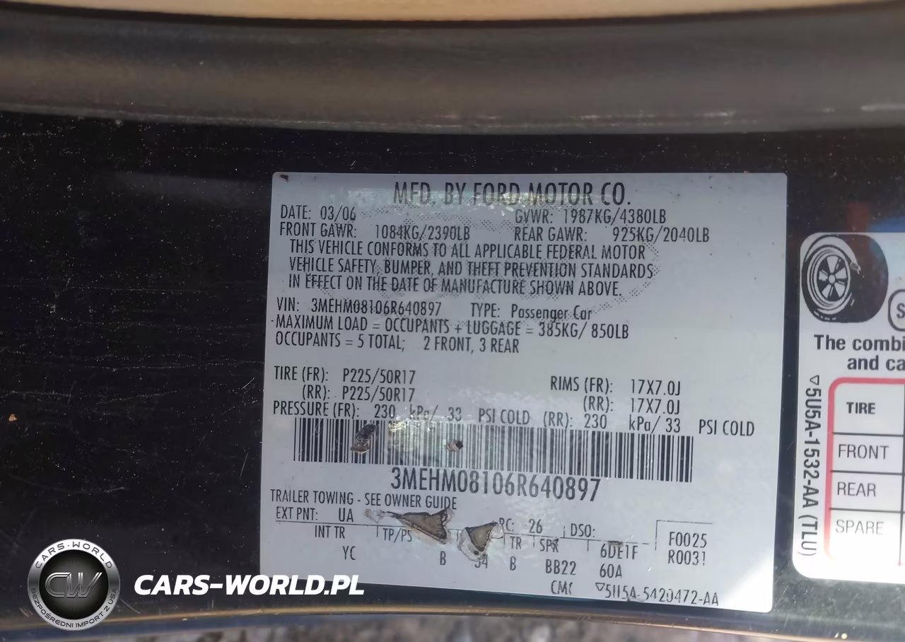 2006 Mercury Milan V6 Premier VIN:3MEHM08106R640897 - 9