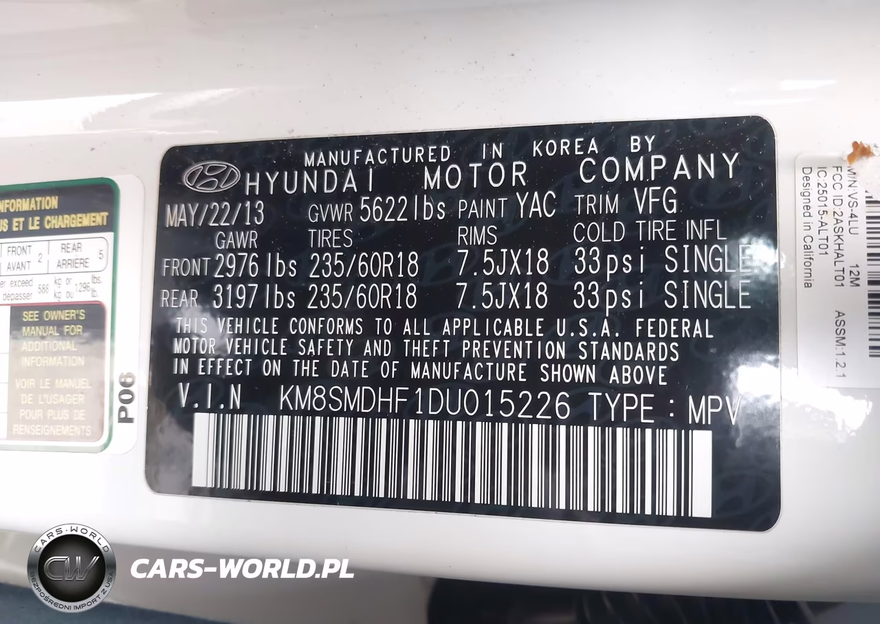2013 Hyundai Santa Fe Gls VIN:KM8SMDHF1DU015226 - 9
