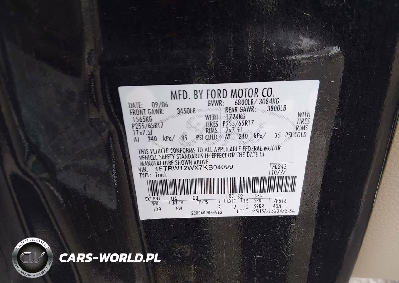 2007 Ford F-150 Xlt VIN:1FTRW12WX7KB04099 - 9