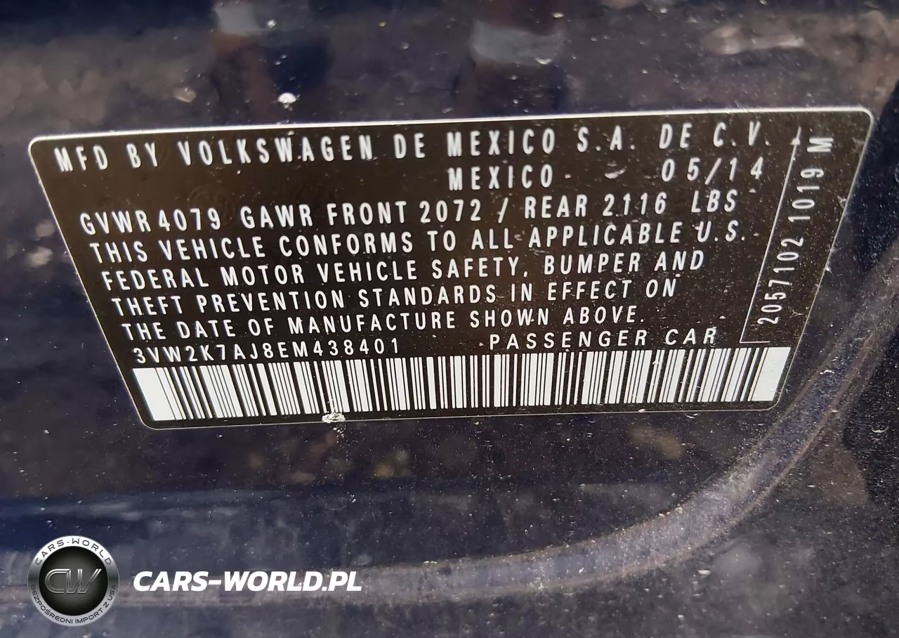 2014 Volkswagen Jetta 2.0L S VIN:3VW2K7AJ8EM438401 - 9