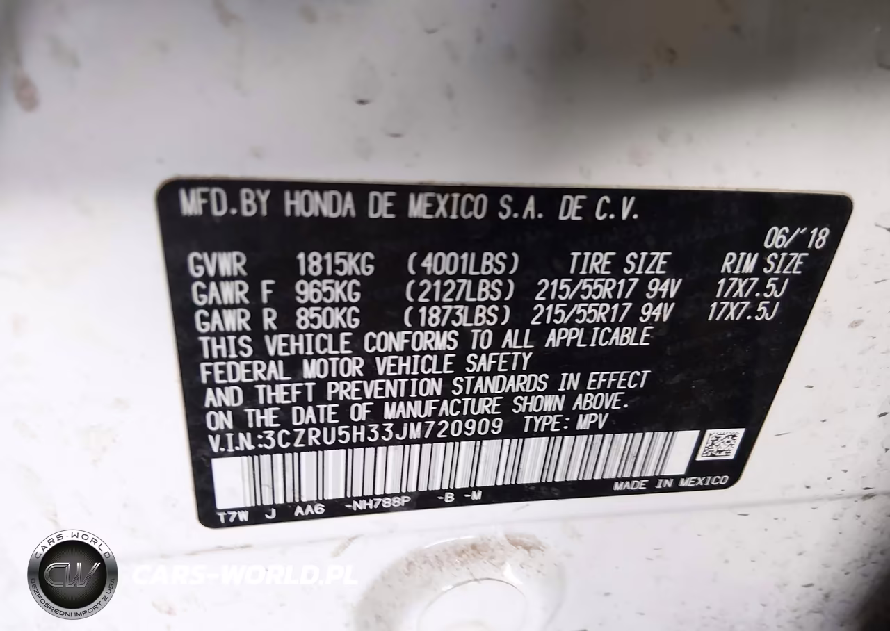 2018 Honda Hr-V Lx VIN:3CZRU5H33JM720909 - 9