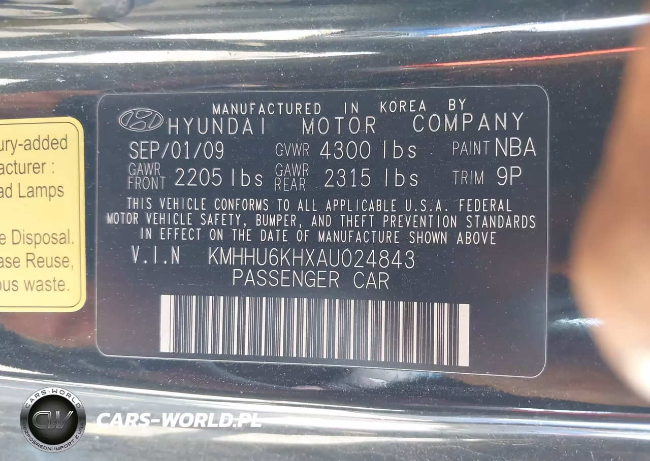 2010 Hyundai Genesis 3.8 Grand Touring VIN:KMHHU6KHXAU024843 - 9