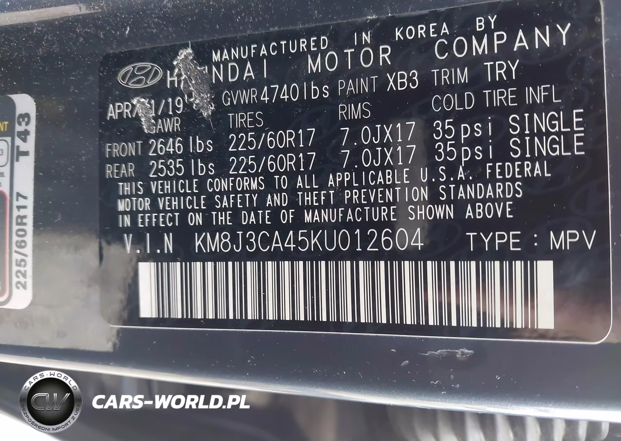 2019 Hyundai Tucson Value VIN:KM8J3CA45KU012604 - 9