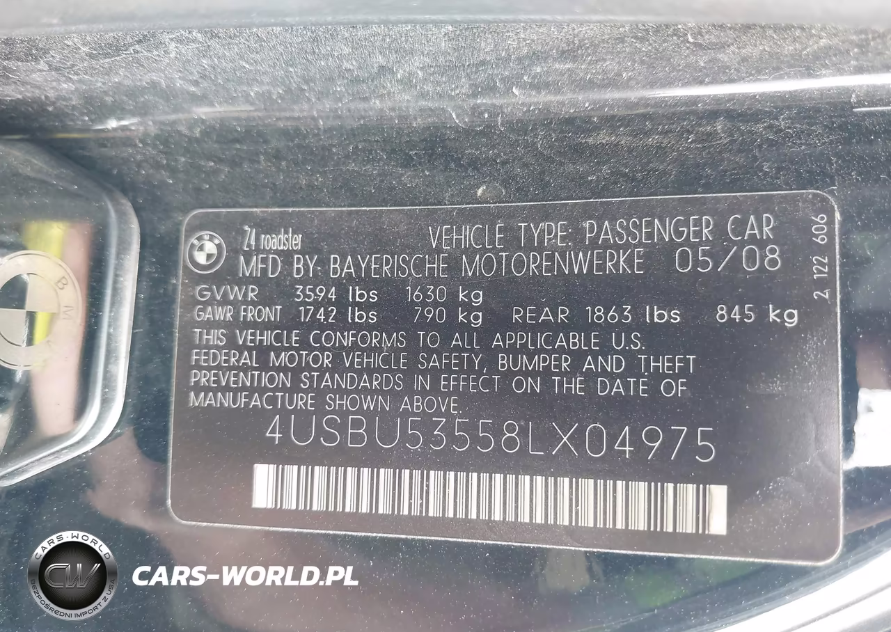 2008 BMW Z4 3.0Si VIN:4USBU53558LX04975 - 9