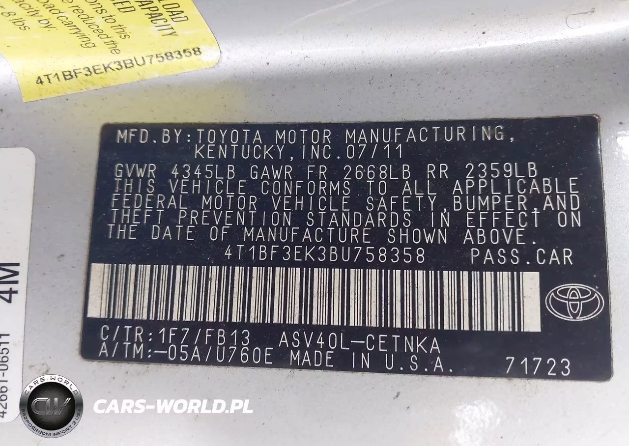 2011 Toyota Camry Le VIN:4T1BF3EK3BU758358 - 9
