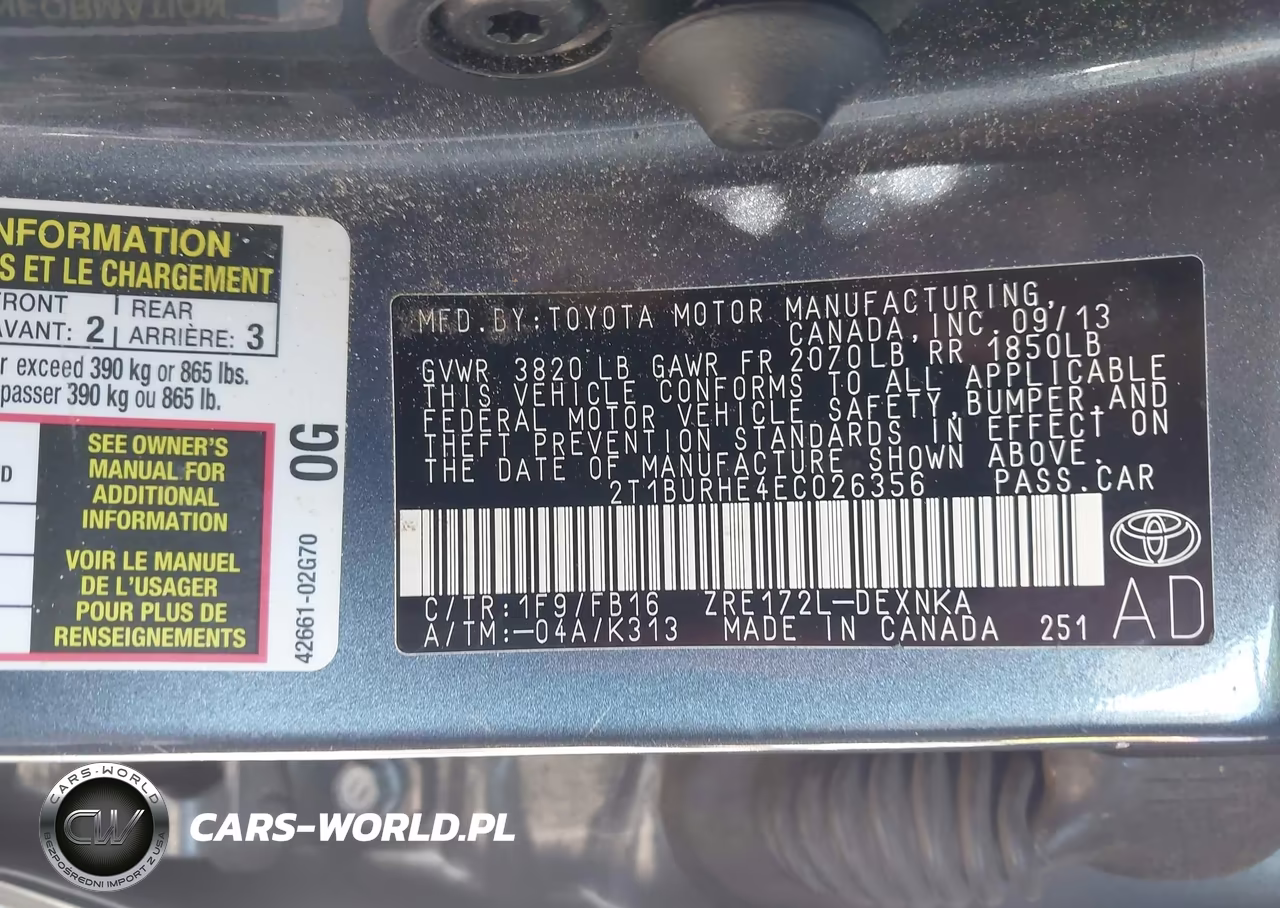 2014 Toyota Corolla Le VIN:2T1BURHE4EC026356 - 9