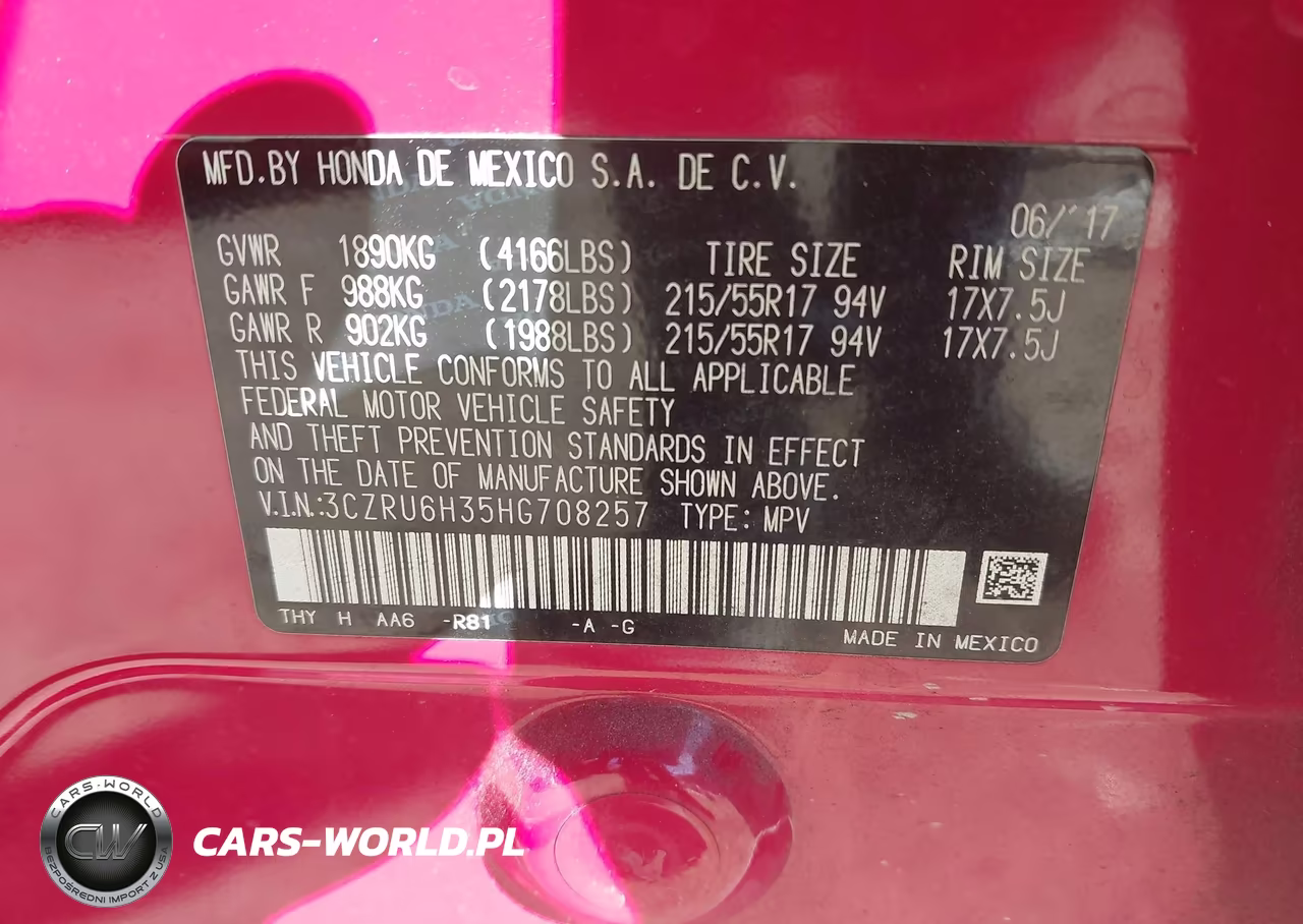 2017 Honda Hr-V Lx VIN:3CZRU6H35HG708257 - 9