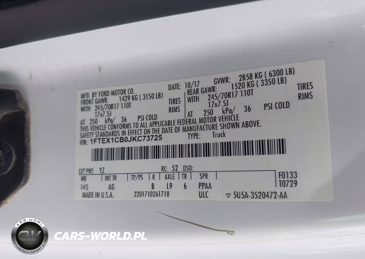 2018 Ford F-150 Xl VIN:1FTEX1CB0JKC73725 - 9