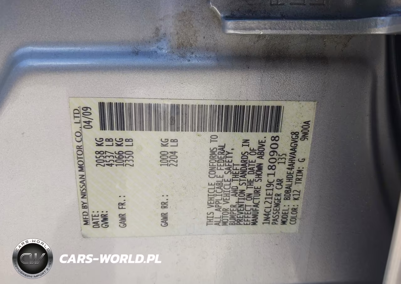 2009 Nissan Altima Hybrid VIN:1N4CL21E19C180908 - 9