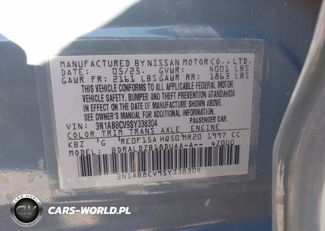 2025 Nissan Sentra Sv VIN:3N1AB8CV9SY338304 - 9