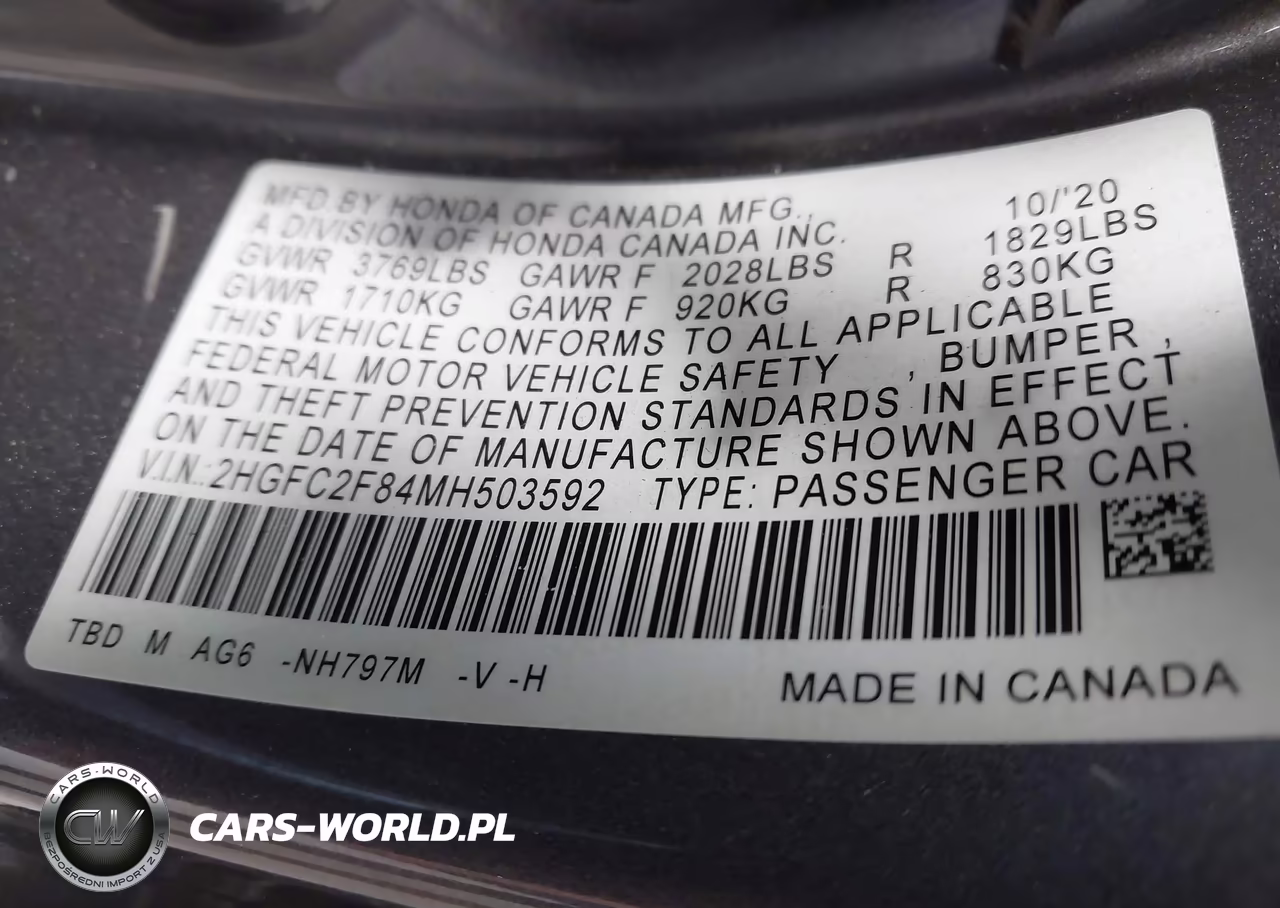 2021 Honda Civic Sport VIN:2HGFC2F84MH503592 - 9