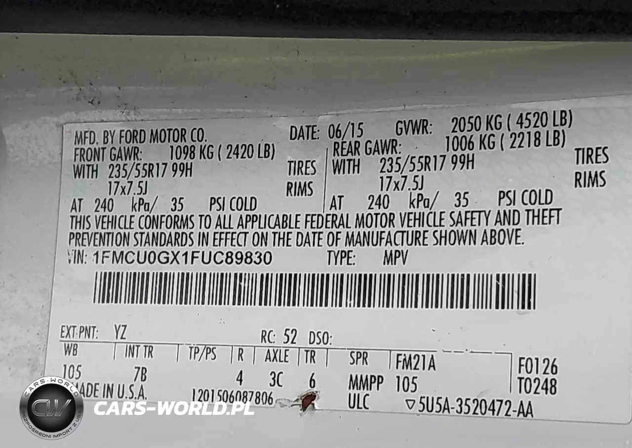 2015 Ford Escape Se VIN:1FMCU0GX1FUC89830 - 9