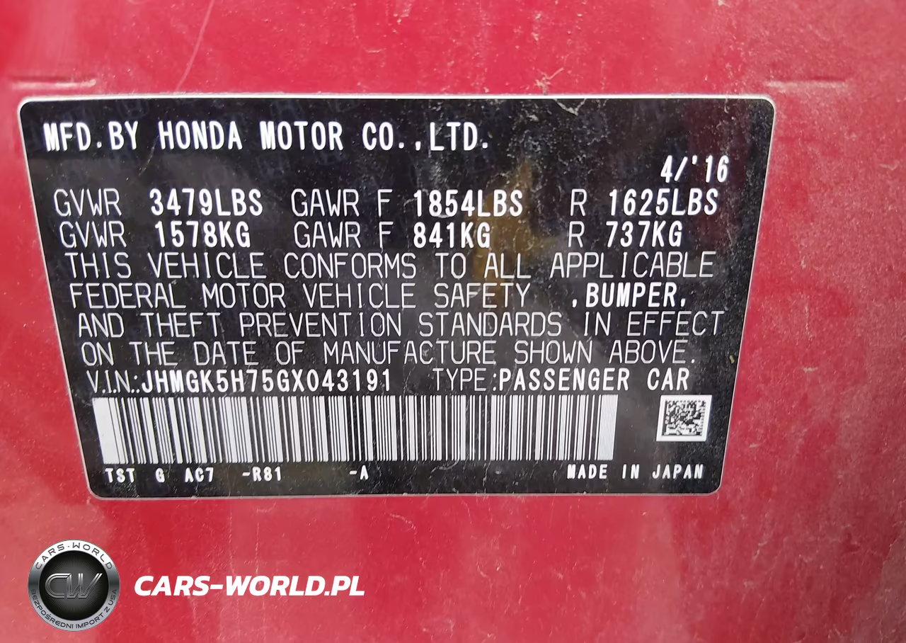 2016 Honda Fit Ex VIN:JHMGK5H75GX043191 - 9