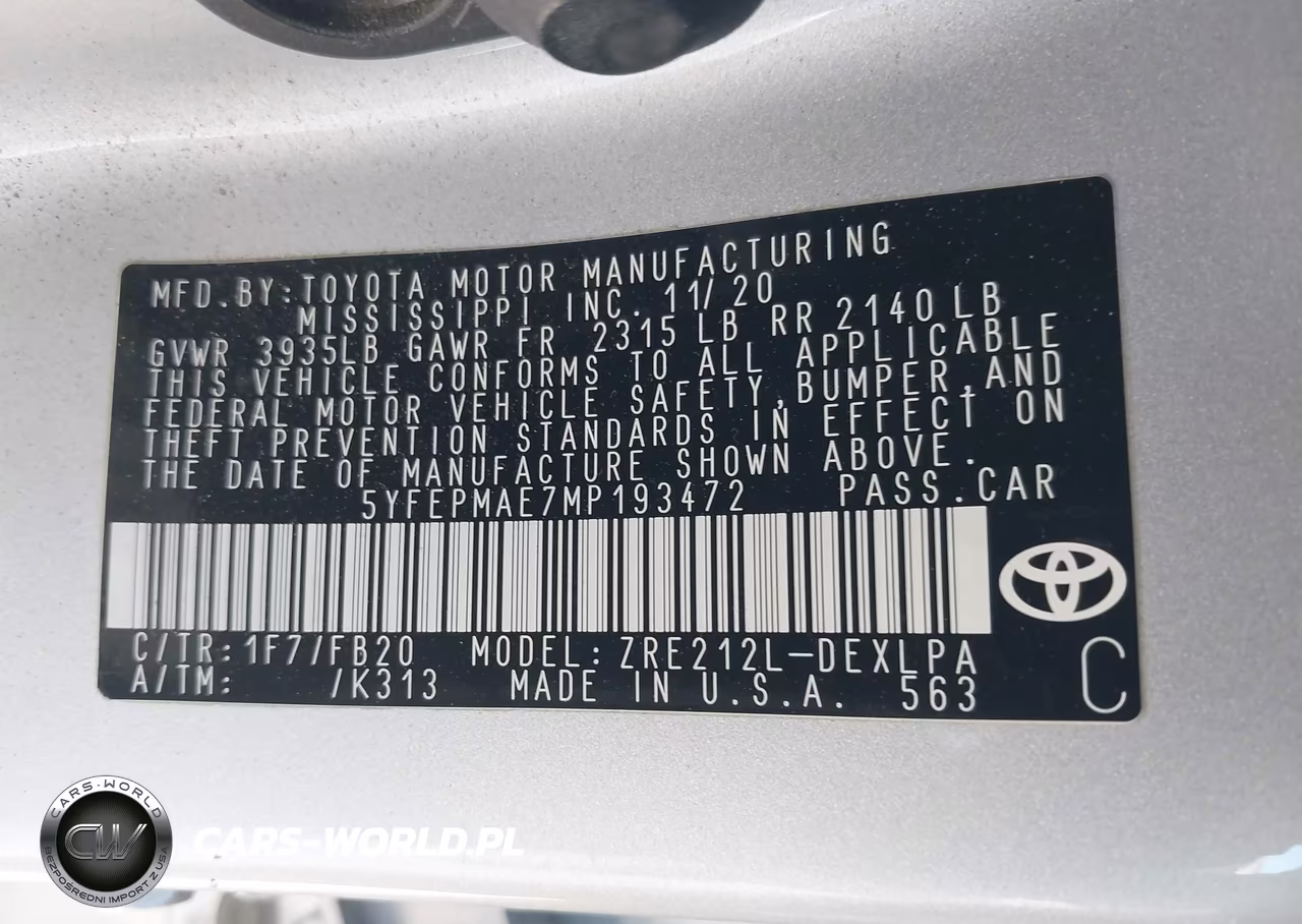 2021 Toyota Corolla Le VIN:5YFEPMAE7MP193472 - 9