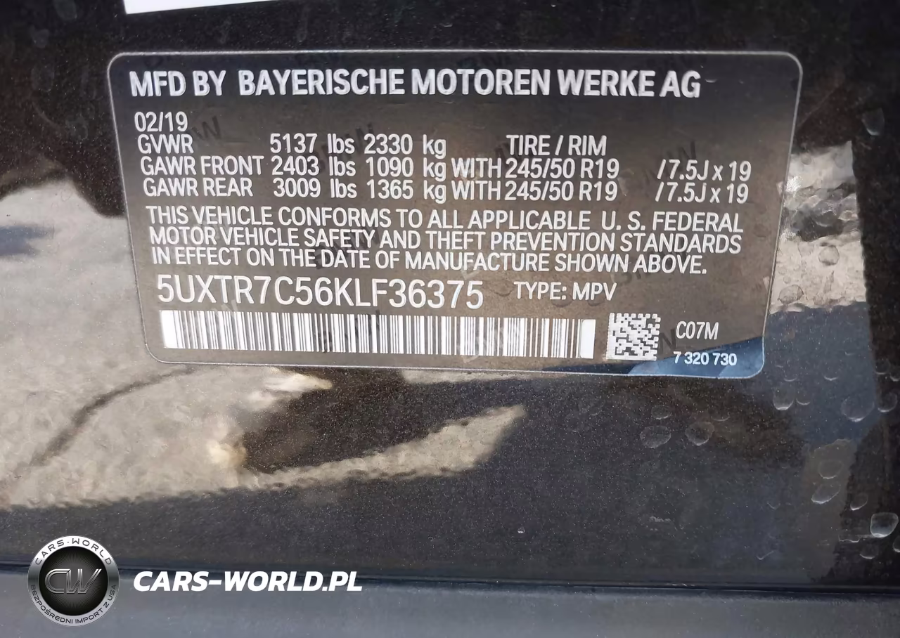 2019 BMW X3 Sdrive30I VIN:5UXTR7C56KLF36375 - 9