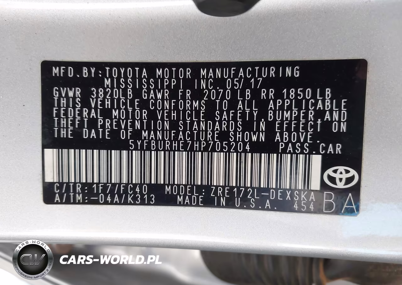 2017 Toyota Corolla Se VIN:5YFBURHE7HP705204 - 9