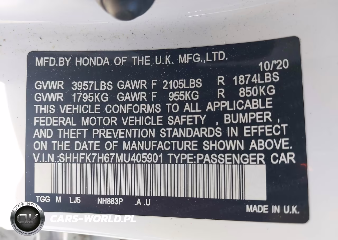 2021 Honda Civic Ex VIN:SHHFK7H67MU405901 - 9