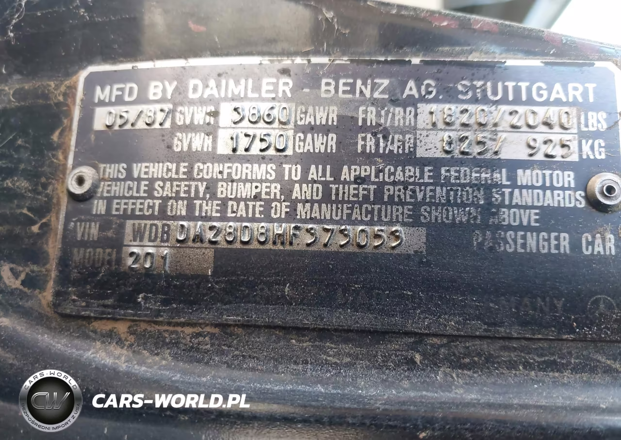 1987 Mercedes-Benz 190 E 2.3 VIN:WDBDA28D8HF373053 - 9