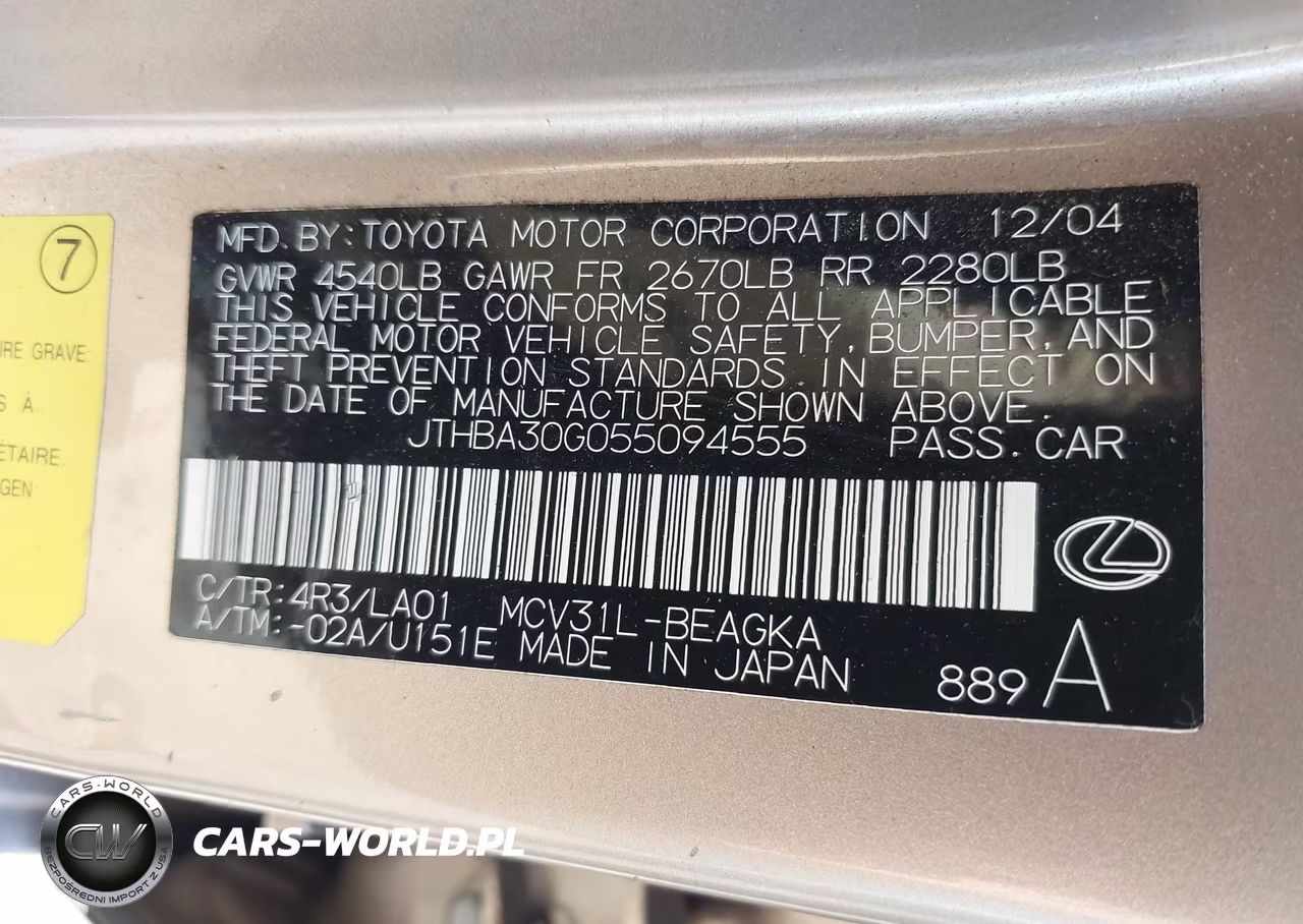 2005 Lexus Es 330 VIN:JTHBA30G055094555 - 9