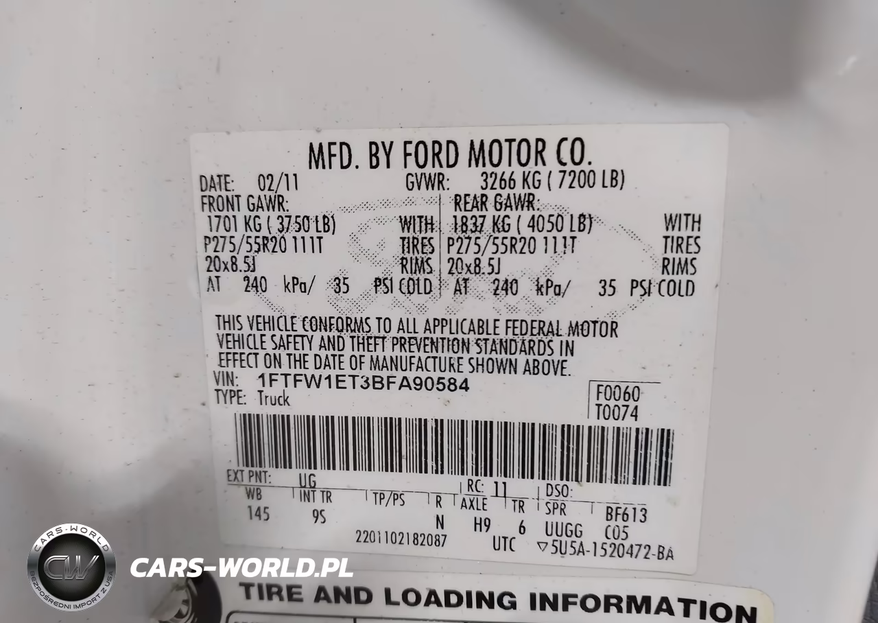 2011 Ford F-150 Platinum VIN:1FTFW1ET3BFA90584 - 9